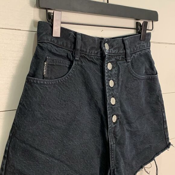 Vintage bongo black denim cut off high waist jeans shorts women’s size 5 cotton - Picture 3 of 9